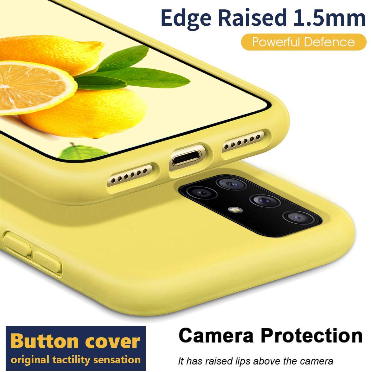 Leton Case for Samsung Galaxy A22 5g Phone Case,Soft Slim Silicone Case Anti-Scratch Shockproof with Microfiber Lining Protective Shell Cover for Samsung Galaxy A22 5g Yellow