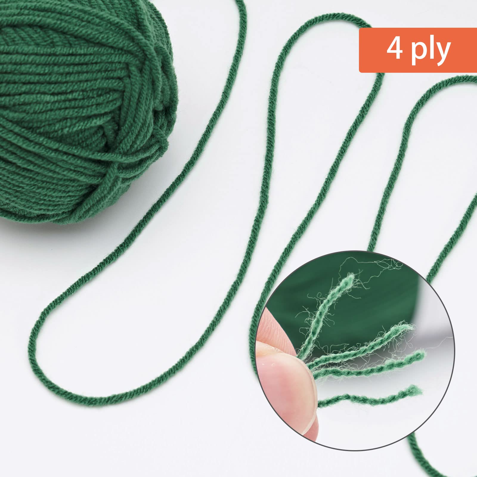 NICEEC 6×50g Soft Assorted Colors Yarn Sport Weight Yarn Bonbons Yarn for Crochet Knit 4 Ply Acrylic Yarn for DIY Project Starter Crochet Kit for Kids or Adults(6×145yds)-Green Series