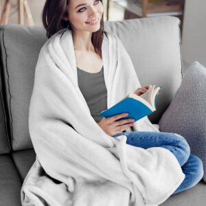 Utopia Bedding Fleece Blanket Throw XL Size White 300GSM Luxury Blanket for Couch Sofa Bed Anti-Static Fuzzy Soft Blanket Microfiber (70x50 Inches)