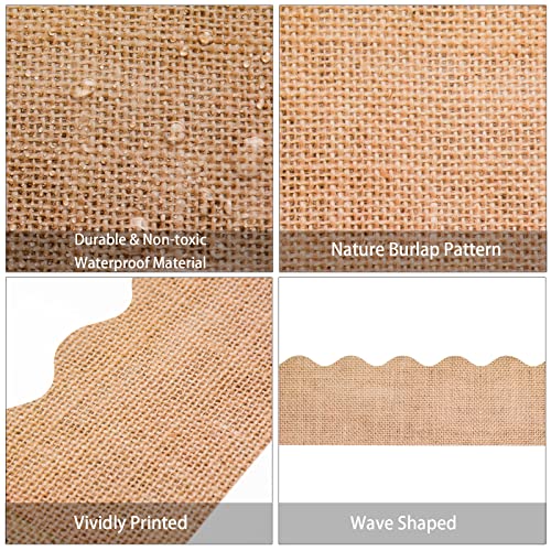 99 Feet Burlap Bulletin Board Border 3 Rolls Burlap Scalloped Borders Trim Fall Classroom Bulletin Board Rolled Trim Farmhouse Decoration for Thanksgiving Back to School Classroom School Party Decor