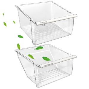 [2 pack] upgraded 2188656 fridge crisper drawer (upper) & 2188664 crisper bin (lower) replacement for whirlpool kenmore refrigerator drawers with humidity control,wp2188656 for whirlpool fridge drawer