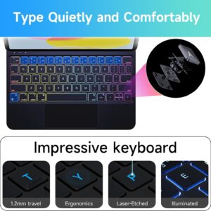 HOU Keyboard Case for iPad Air 13 inch 2024 M2, Keyboard Case for iPad Pro 12.9 inch 6th/5th/4th/3rd (2018-2022), Not for iPad Pro 2024 M4, Magnetic Stand, Multi-Touch Trackpad, 7-color backlight