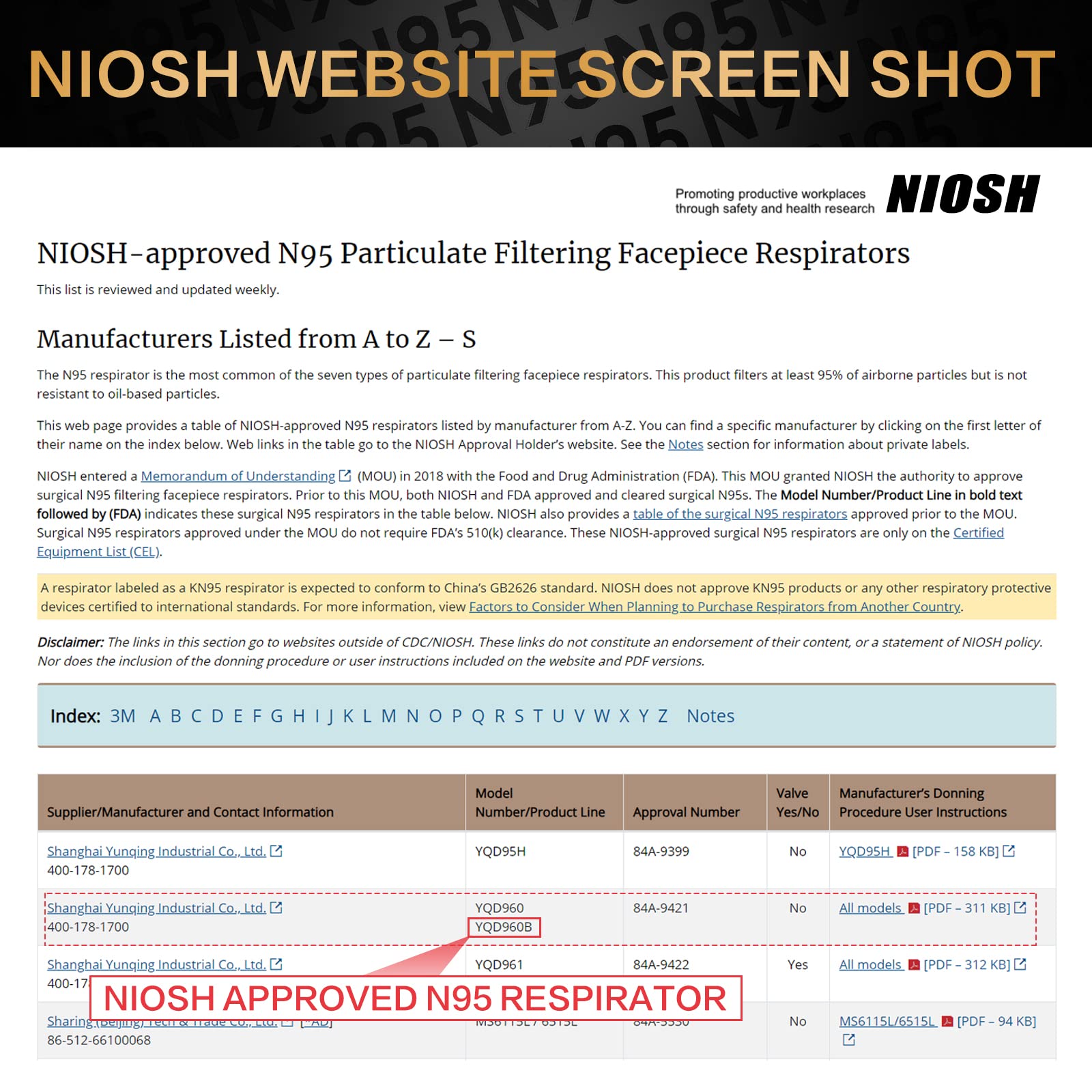 N95 Mask NIOSH Approved 20-Pack, Particulate Respirator N95 Face Masks Universal Fit - Individually Wrapped, Black