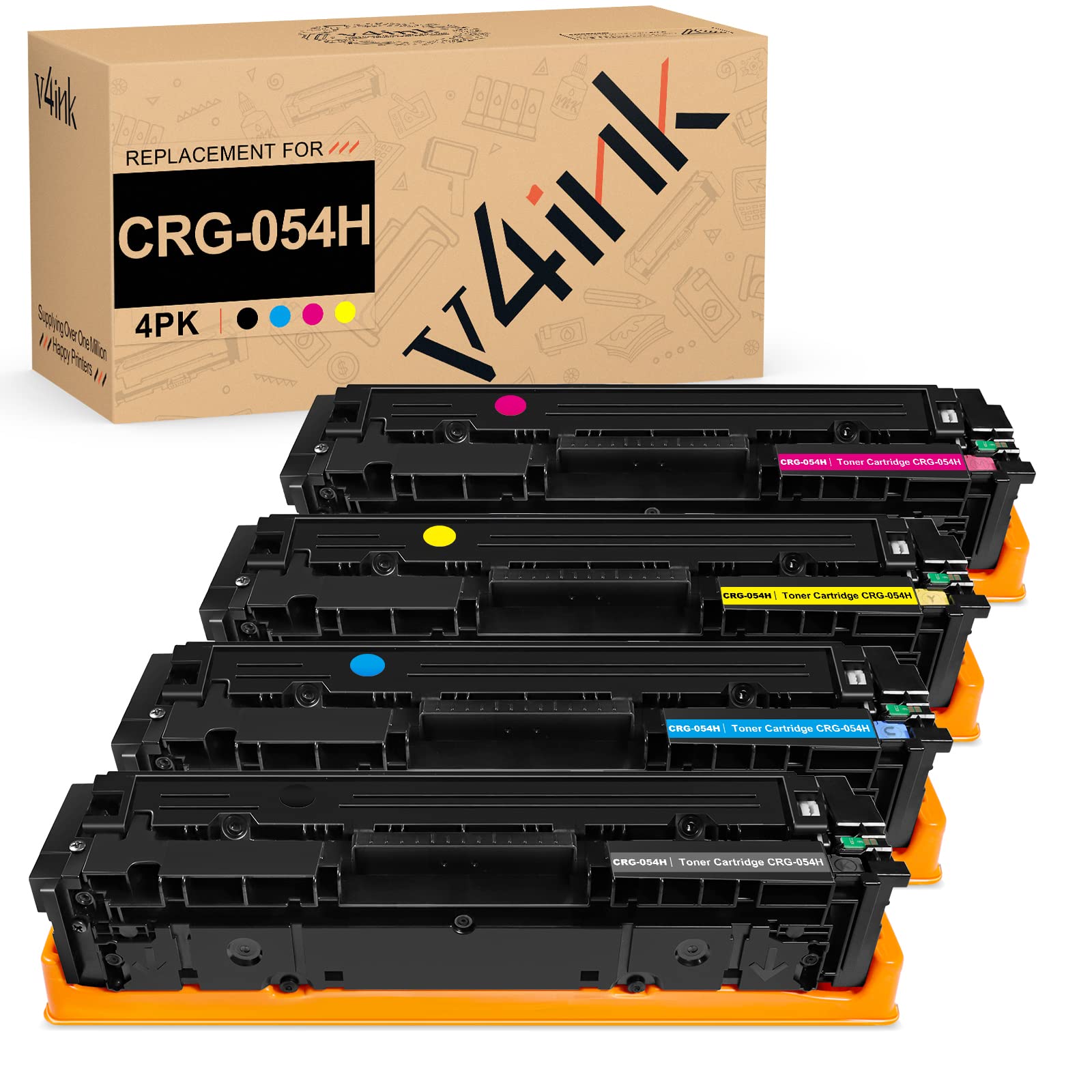 v4ink 054H 054 High Yield Toner Cartridge Compatible Replacement for Canon 054 054H CRG-054H use with Canon ImageClass LBP622Cdw MF642Cdw MF643Cdw MF644Cdw MF641Cdw MF640C Printer, 4-Color Set