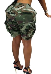 molisry camouflage shorts for women elastic waist military cargo shorts biker jogger with pockets