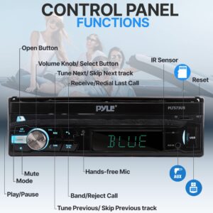 PyleUsa Car Stereo Video Receiver - Multimedia Player, BT Wireless Streaming, Hands-Free Talking, Motorized Fold-Out 7’’ Touchscreen Display, MP4/MP3/USB/SD/AM/FM Radio, Single DIN - PLTS73UB