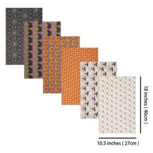 Chuanshui 12 PCS 17.5 x 10.5 inches (44 x 25 CM) 100% Cotton Craft Fabric Bundle for Patchwork 12 Different Pattern Pre-Cut Quilting Fabric Fat Eighths Square for DIY Craft Sewing (Halloween Pattern)