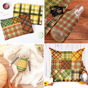 Whaline 30Pcs Cotton Autumn Fat Quarters Fabric 15 Design Fall Spice Plaids Fabric Squares 12 x 12 Inch Quilting Fabric Patchwork Precut Quilt Charm Squares for Harvest Thanksgiving DIY Crafts Sewing