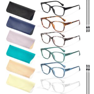 Gaoye Reading Glasses Women or Readers Men 6 Pack Stylish Blue Light Blocking Computer Eyeglasses - Ease Blurry Vision