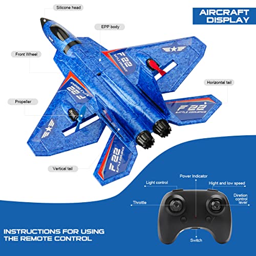 RC Plane, F22 RC Airplane Fighter Ready to Fly, 2.4Ghz 2 Channel Remote Control Plane, RC Airplanes Toy for Boys Girls Kids Beginners