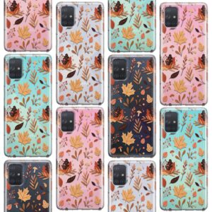 Cavka Phone Case Compatible with Samsung Galaxy A73 A72 5G A71 A54 A52 A42 A34 A32 A14 A11 Maple Oak Leaf Mushrooms Print Bumper Silicone Cute Clear Protective Shockproof Transparent Autumn Leaves