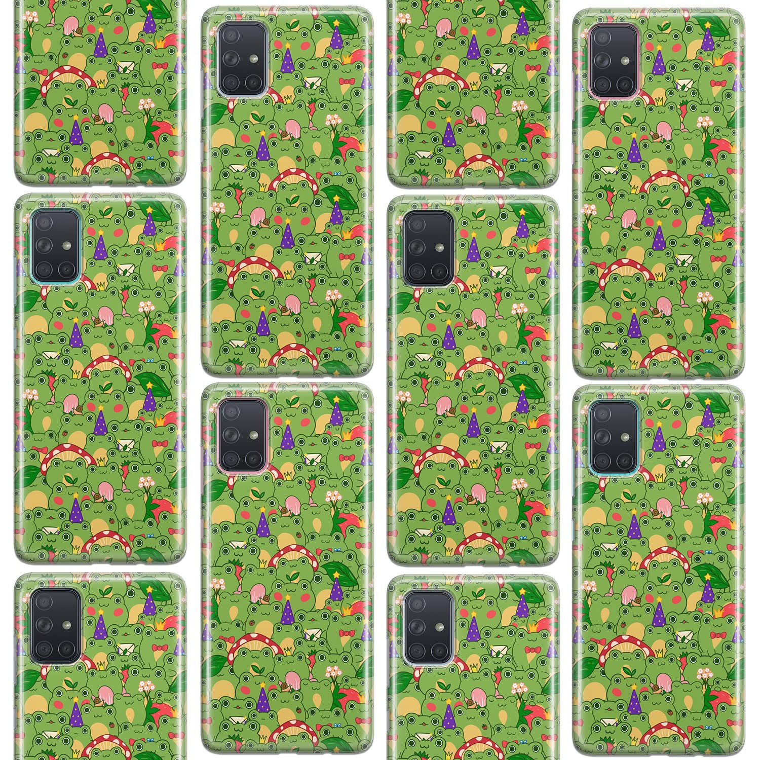 Cavka Phone Case Compatible with Samsung Galaxy A73 A72 5G A71 A54 A52 A42 A34 A32 A14 A11 TPU Bumper Froggies Adorable Shockproof Silicone Clear Durable Froggy Transparent Green Cute Kawaii Frogs