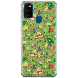 Cavka Phone Case Compatible with Samsung Galaxy A73 A72 5G A71 A54 A52 A42 A34 A32 A14 A11 TPU Bumper Froggies Adorable Shockproof Silicone Clear Durable Froggy Transparent Green Cute Kawaii Frogs