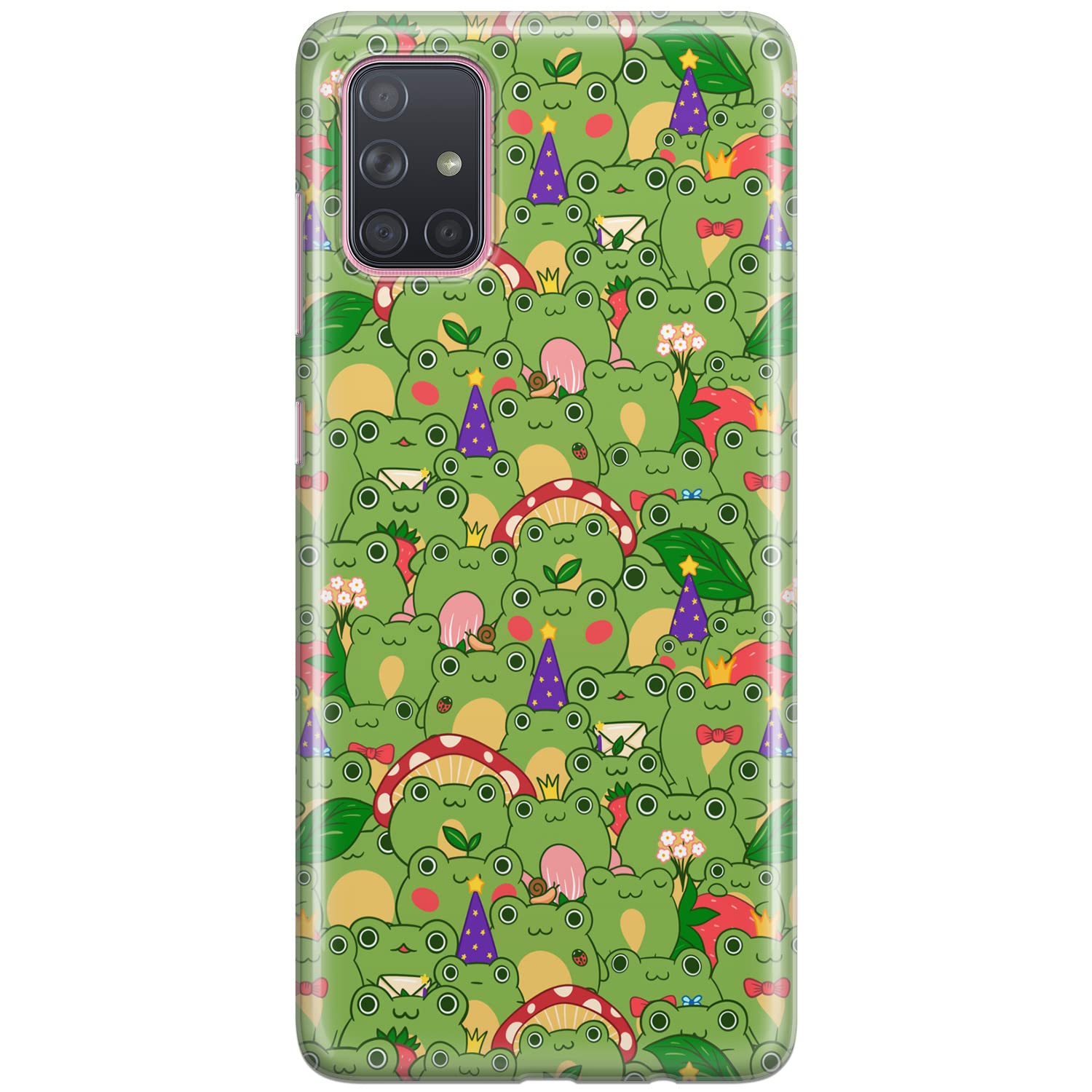 Cavka Phone Case Compatible with Samsung Galaxy A73 A72 5G A71 A54 A52 A42 A34 A32 A14 A11 TPU Bumper Froggies Adorable Shockproof Silicone Clear Durable Froggy Transparent Green Cute Kawaii Frogs