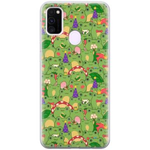 Cavka Phone Case Compatible with Samsung Galaxy A73 A72 5G A71 A54 A52 A42 A34 A32 A14 A11 TPU Bumper Froggies Adorable Shockproof Silicone Clear Durable Froggy Transparent Green Cute Kawaii Frogs