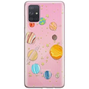 Cavka Phone Case Compatible with Samsung Galaxy A73 A72 5G A71 A54 A52 A42 A34 A32 A14 A11 TPU Universe Clear Durable Outer Space Design Flexible Cover Cute Planets Solar System Print Bumper Slim