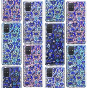 Cavka Phone Case Compatible with Samsung Galaxy A73 A72 5G A71 A54 A52 A42 A34 A32 A14 A11 Blue Evil Eye Bumper Silicone Beach Crab Aesthetic Boho Transparent Lightweight Clear Shockproof TPU Fancy