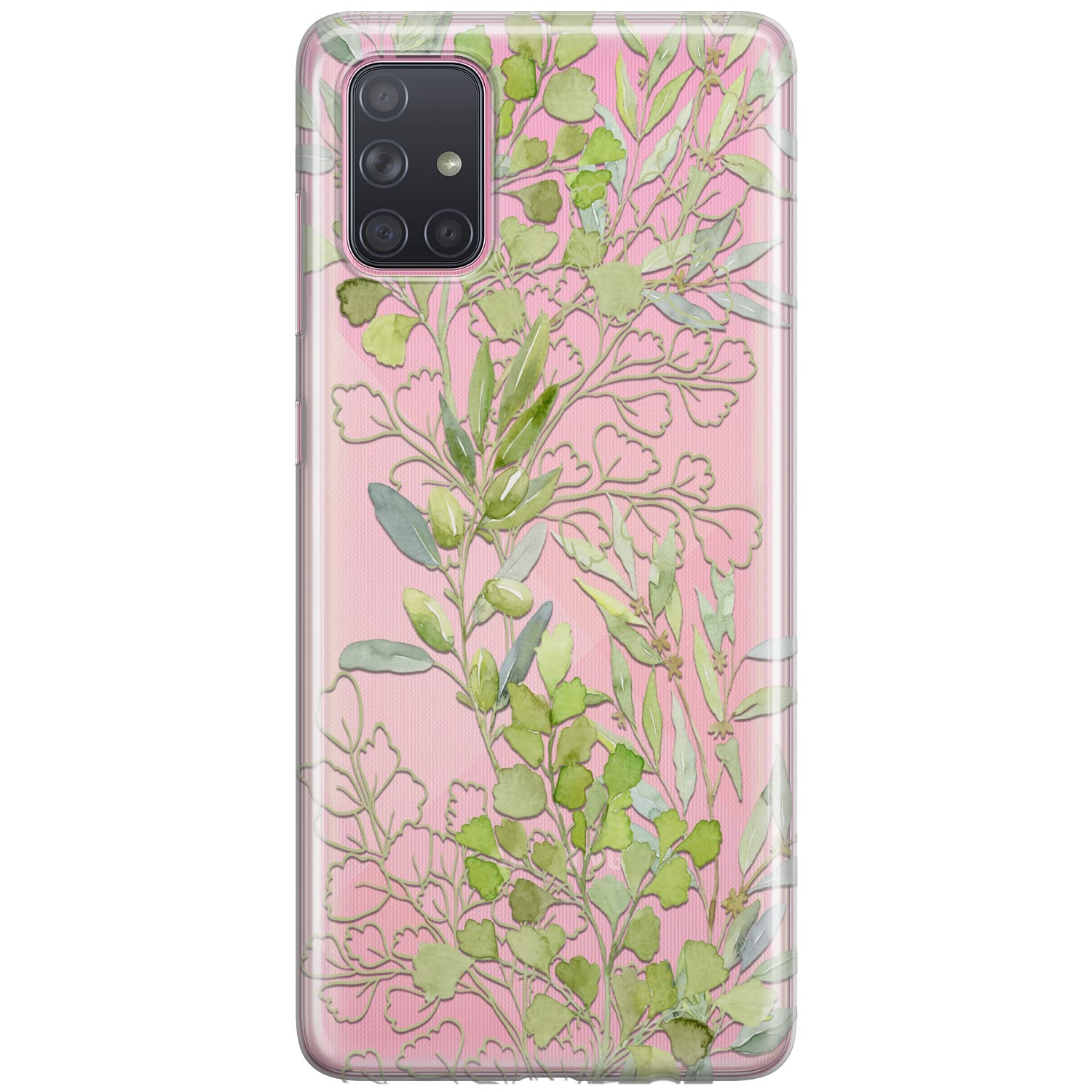 Cavka Phone Case Compatible with Samsung Galaxy A73 A72 5G A71 A54 A52 A42 A34 A32 A14 A11 Lightweight Olive Leaves Shockproof Plants Flexible Botanical Fern Green Herbs Cell Protective Print Floral