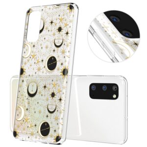 Cavka Phone Case Compatible with Samsung Galaxy A73 A72 5G A71 A54 A52 A42 A34 A32 A14 A11 Bumper Celestial Magic TPU Crescent Moon Protective Slim Aesthetic Lightweight Clear Space Stars Shockproof