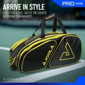 JOOLA Tour Elite Pro Pickleball Bag – Backpack & Duffle Bag for Paddles & Pickleball Accessories – Thermal Insulated Pockets Hold 4+ Paddles - Includes Fence Hook Black/Yellow