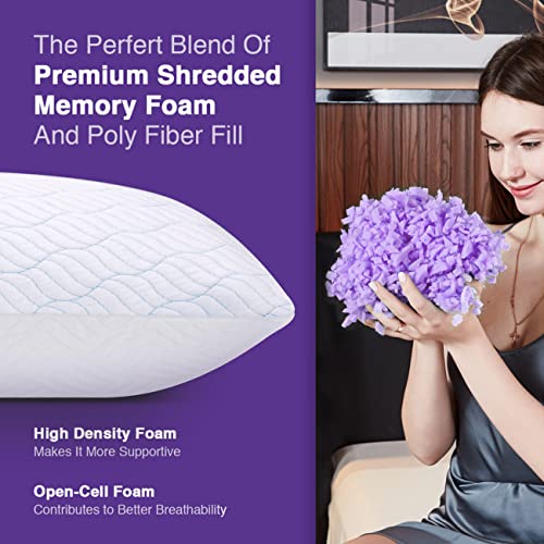 WISHSMILE Cooling Pillows Queen Size Set of 2, Memory Foam Pillows with Zipper, Adjustable Firmness for Sleeping Cool Cold Pillow to Hot, Side, Back and Stomach Sleepers, 2 Pack, 20x30