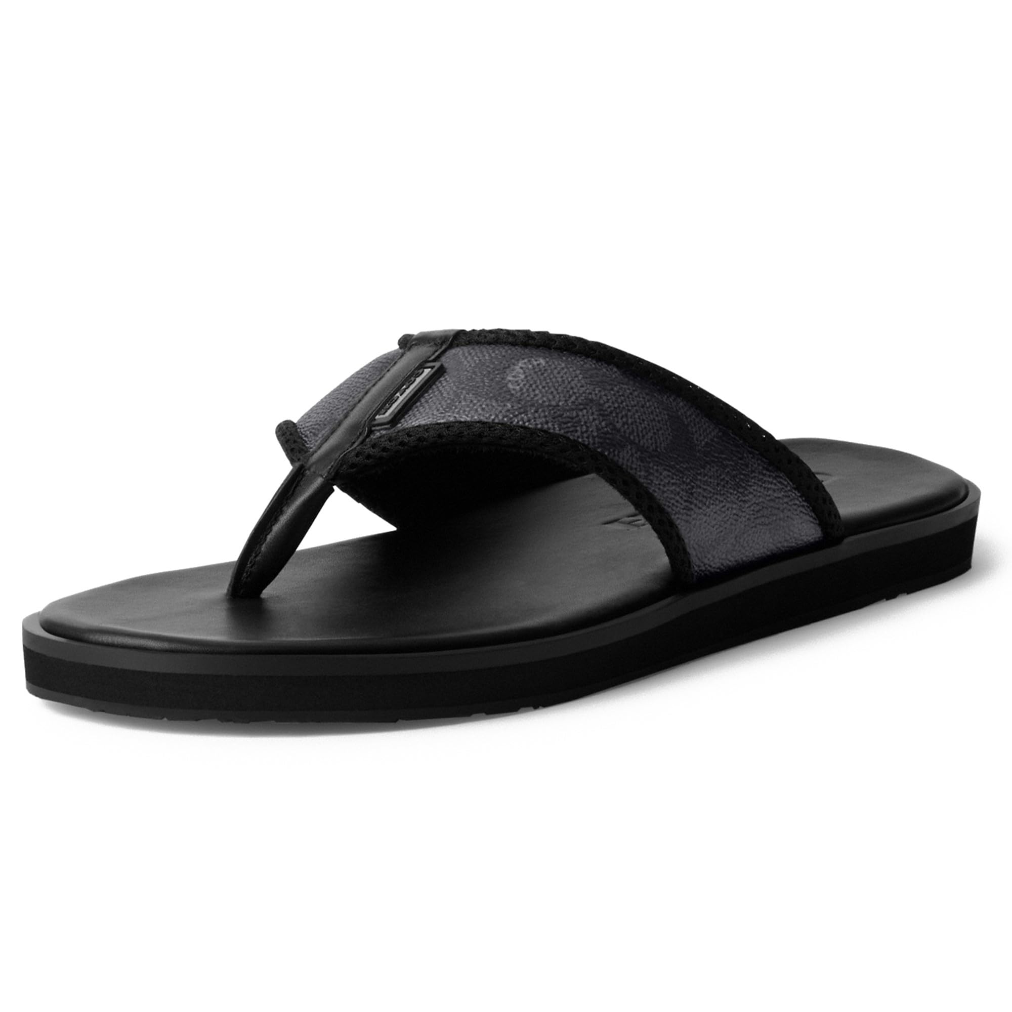 Coach Men's Signature Flip Flop, Charcoal/Black, 9