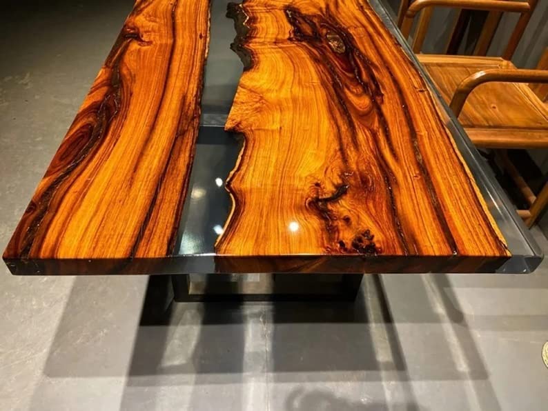 Personalized LARGE EPOXY TABLE, Resin Dining Table for 2, 4, 6, 8 River Dining Table Top, Wood Epoxy Coffee Table Top, Living Room Table (without Stand, 24 x 12inches)