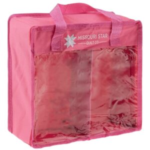 missouri star storage bag for precut fabrics for quilting | sewing box organizer holds fat quarters, charm packs, layer cakes | canvas carrying case with removable dividers, small pink,not4569