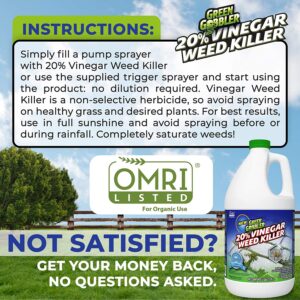 Green Gobbler 20% Vinegar Weed & Grass Killer | Natural and Organic | 1 Gallon | Glyphosate Free Herbicide | Refill