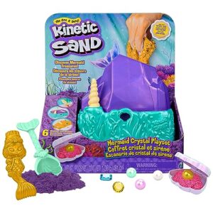 kinetic sand, mermaid crystal playset, over 1lb of play sand, gold shimmer sand, storage and tools, sensory toys for kids ages 3 and up