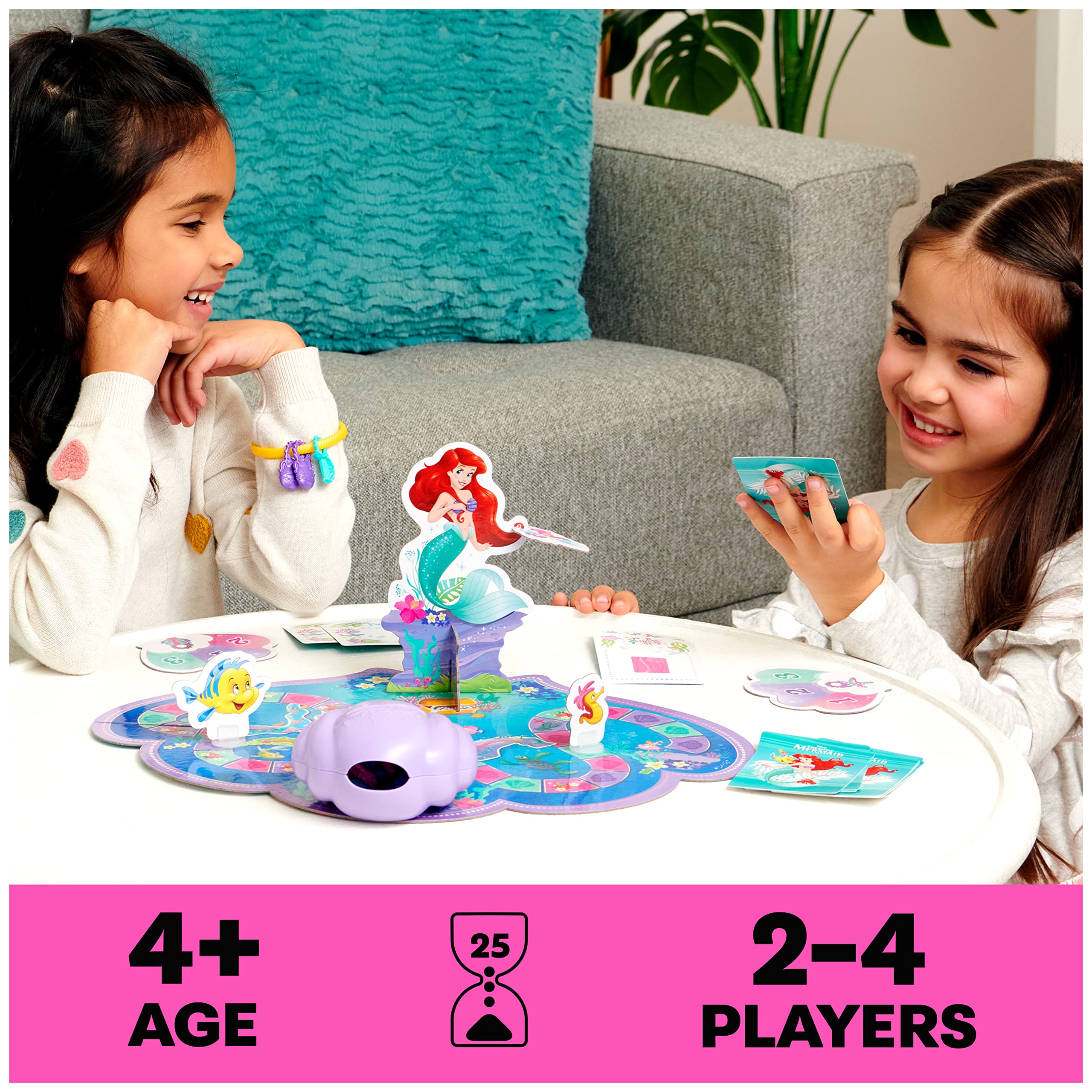 Disney Princess, Charming Sea Adventure Board Game Little Mermaid Toys Featuring Ariel & Friends Fun Game for Family Game Night, for Kids Ages 4 and Up