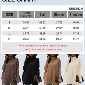 EFAN Black Oversized Turtleneck Sweaters Dress for Women Clothes Trendy Rib Pullover Sweater Long Tunic Sweaters Knit Tops