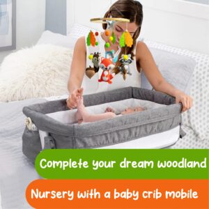 EVERLOVE | Woodland Baby Mobile for Crib - Nursery Crib Mobile for Girls & Boys - Boho Nursery Decor Toys for Baby Bassinet and Swing - Newborn Baby Girl and Boy Gifts