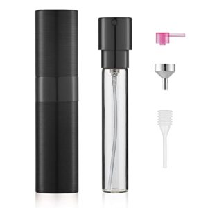 lisapack 8ml brushed atomizer perfume spray bottle for travel, empty refillable cologne dispenser, portable sprayer (black)