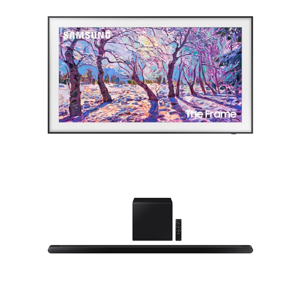 SAMSUNG 55-Inch Class QLED 4K LS03B Series The Frame Quantum HDR Smart TV (QN55LS03BAFXZA, 2022 Model) w/HW-S800B 3.2.1ch Soundbar w/Wireless Dolby Atmos DTS:X 2022