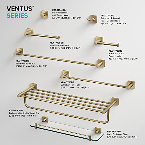 Kraus Ventus Glass Bathroom Shelf with Rail, Brushed Gold Finish, KEA-17745BG