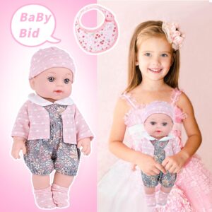 UZIDBTO Realistic Baby Doll Set in Gift Box - 12 Inch Newborn Alive Baby Doll with Accessories and Clothes with Pacifier Feeding Bottle Diapers Hat Bib Socks Stuff Gift Idea for Ages 3+