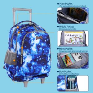 seastig Rolling Backpack 18in Double Handle Backpack Kids Wheeled Backpack Roller Backpack with Lunch Bag Set Girls Boys