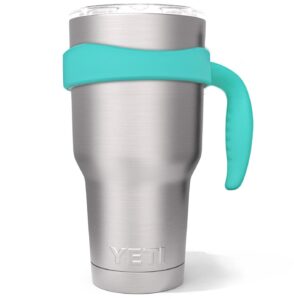 fking tumbler handle for yeti 30 oz rambler cup, reaplacment holder grip for rtic mug, sic, ozark trail and more tumbler mugs, bpa free (aqua)