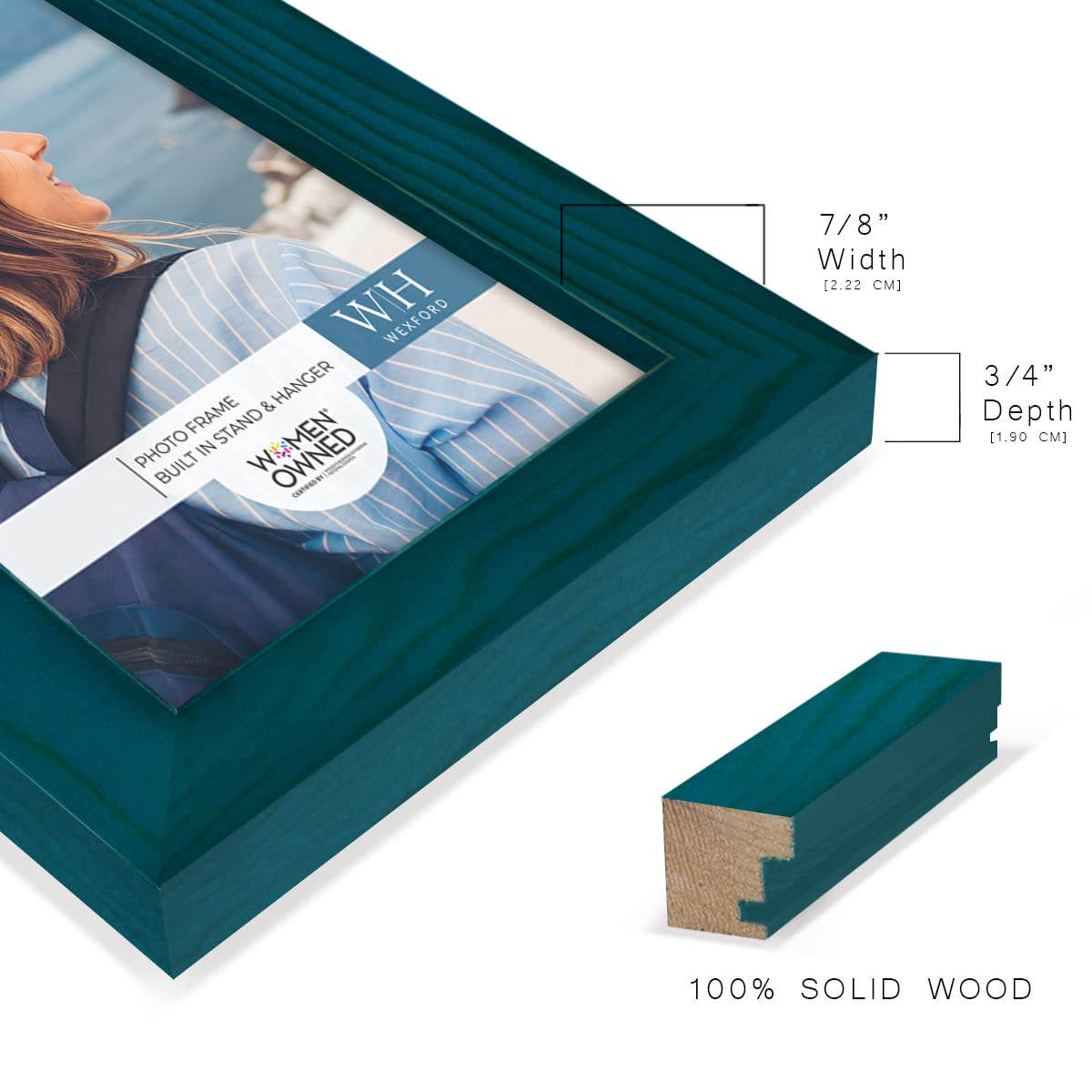 Renditions Gallery 3.5x5 inch Picture Frame Ocean Blue Wood Grain Frame, High-end Modern Style, Made of Solid Wood and High Definition Glass for Wall and Tabletop Photo Display