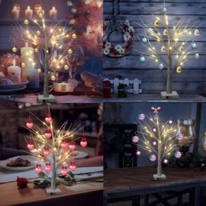 Set of 2 Warm White Birch Tree Light with Battery or USB Powered 24 LED fairy light spirit tree Tabletop twinkling tree Light Decor for Home Party Bedroom Wedding Thanksgiving Christmas Decoration