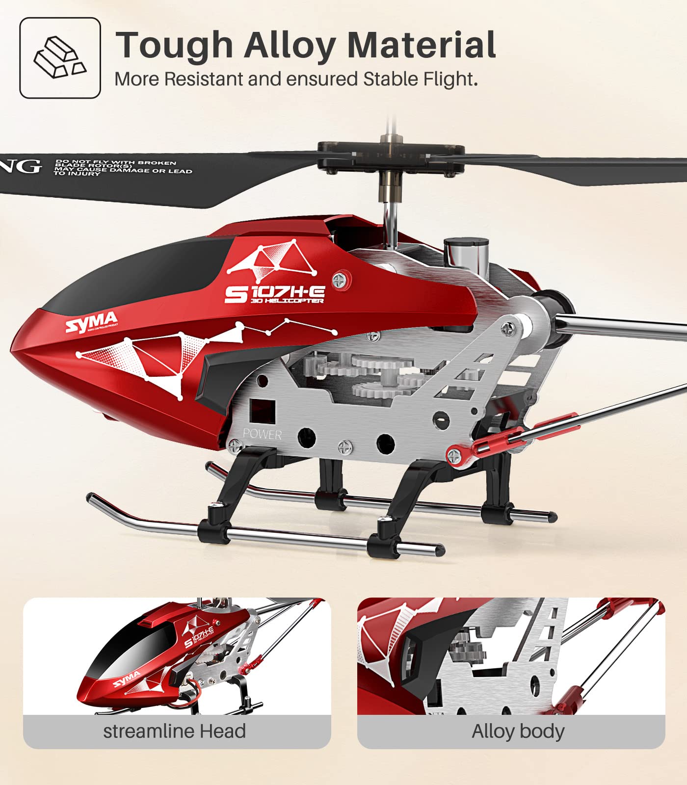 Syma RC Helicopter for Adults Kids with Altitude Hold, 2 Rechargeable Battery (Rose Red)