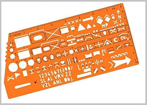 360 TACTICAL Standard Graph Template Stencil with Military Marking Symbols for NATO Army Drawing and Drafting on Map #8353 (Pack of 2 - Scale & Markers)