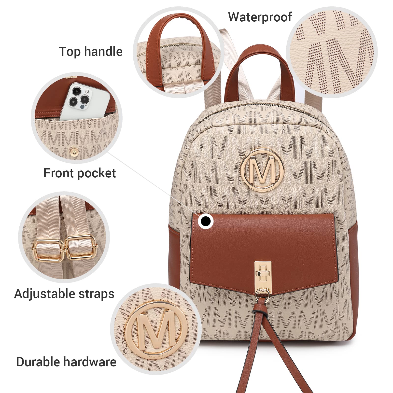 MKP Ladies Small Backpack Purse for Women Fashion Daypacks Purse Shoulder Bag with Charm Tassel