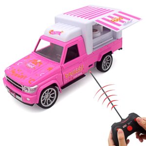 Tipmant Large Size RC Food Truck Remote Control Vehicle Electric Car Toy 4 Channels Light Sound Kids Birthday (Pink)