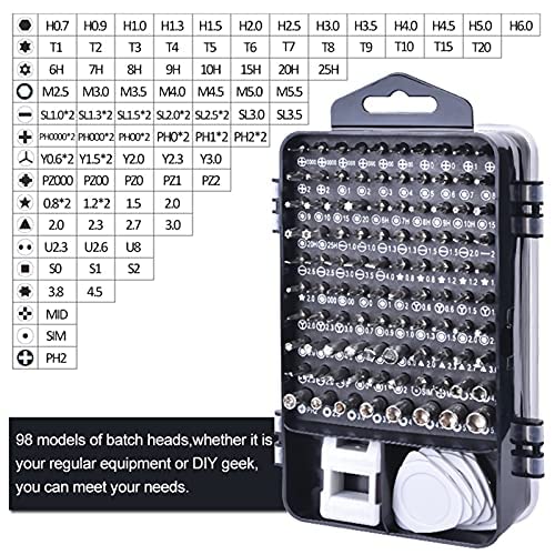 115 in 1 Screwdriver Set, magnetic DIY Precision Tool kit for Glasses PC Laptop Mobile Cell Phone Digital Watch (Taihom 115 in 1 Black)