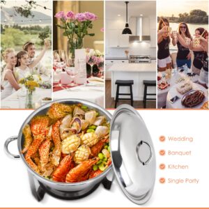 GRANDMA SHARK 4 Set Upgraded 5Qt Full Size Stainless Steel Chafing Dish Round Chafer Buffet Catering Warmer Set W/Food and Water Pan, Lid, Solid Stand and Fuel Holder …