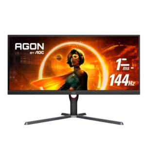 AOC U34G3X 34" Frameless UltraWide Gaming Monitor, WQHD 3440 x1440, 144Hz 1ms, FreeSync Premium, 3-Year Zero-Bright-dot (2022 Model),Black