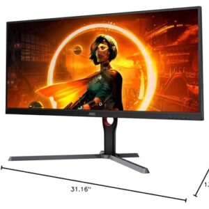 AOC U34G3X 34" Frameless UltraWide Gaming Monitor, WQHD 3440 x1440, 144Hz 1ms, FreeSync Premium, 3-Year Zero-Bright-dot (2022 Model),Black