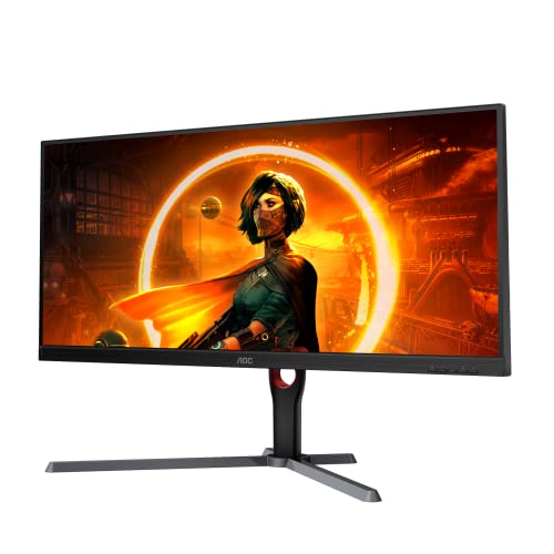 AOC U34G3X 34" Frameless UltraWide Gaming Monitor, WQHD 3440 x1440, 144Hz 1ms, FreeSync Premium, 3-Year Zero-Bright-dot (2022 Model),Black